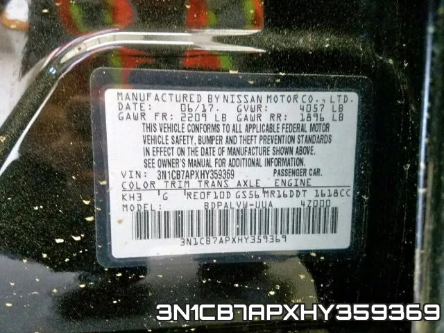 3N1CB7APXHY359369 фото 2