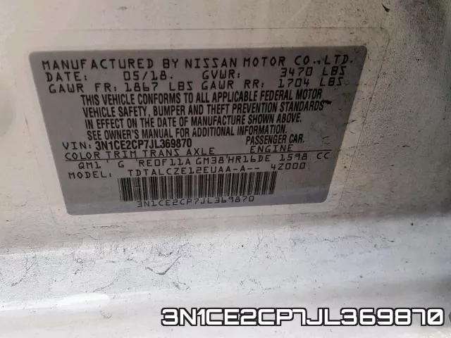 3N1CE2CP7JL369870 фото 2