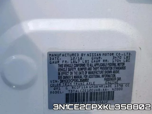 3N1CE2CPXKL358802 фото 2