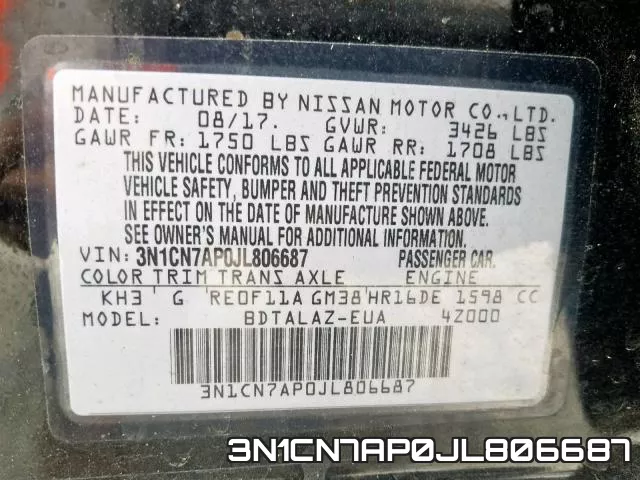 3N1CN7AP0JL806687 фото 2