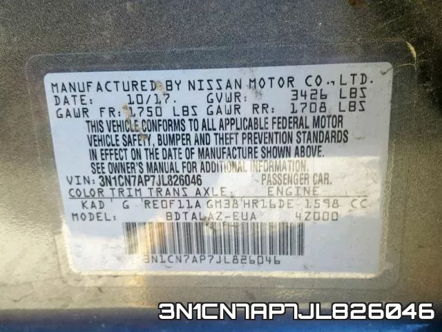 3N1CN7AP7JL826046 фото 2