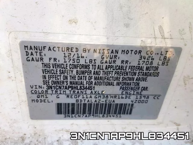 3N1CN7AP9HL834451 фото 2