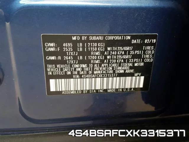 4S4BSAFCXK3315377 фото 2