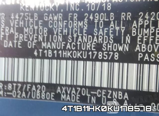 4T1B11HK0KU178578 фото 10