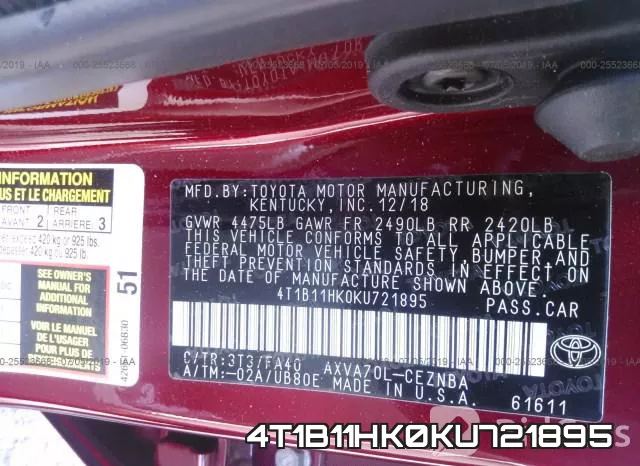 4T1B11HK0KU721895 фото 10