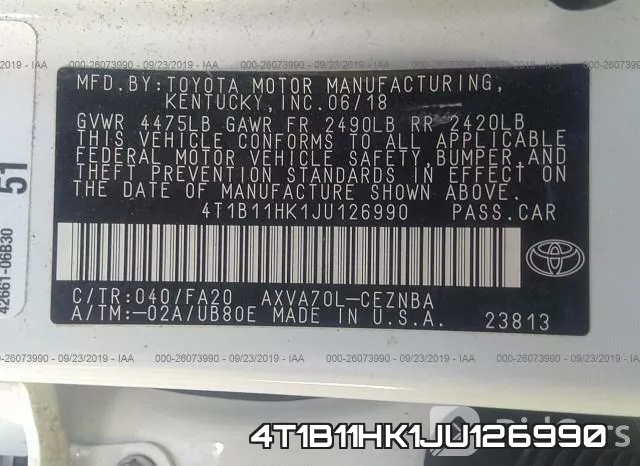 4T1B11HK1JU126990 фото 10