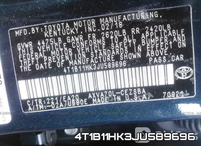 4T1B11HK3JU589696 фото 10