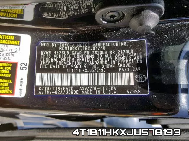 4T1B11HKXJU578193 фото 2