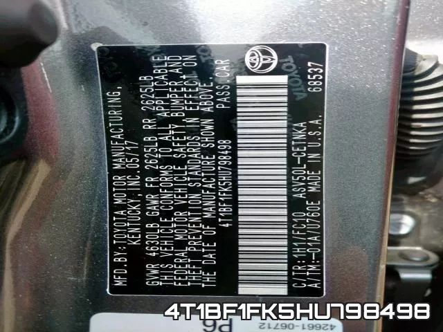 4T1BF1FK5HU798498 фото 2