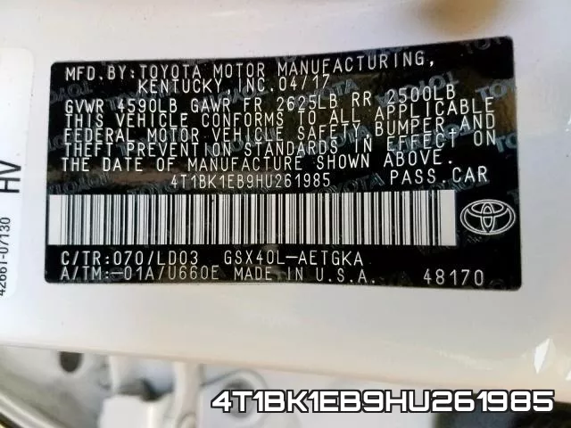 4T1BK1EB9HU261985 фото 2