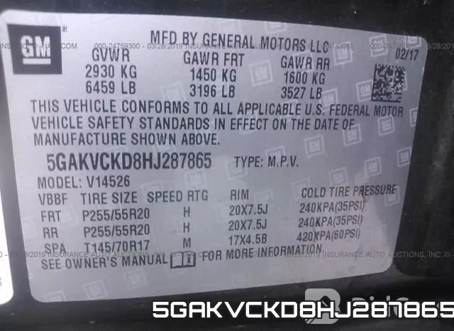 5GAKVCKD8HJ287865 фото 10