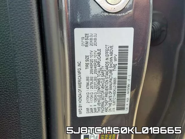 5J8TC1H60KL018665 фото 2