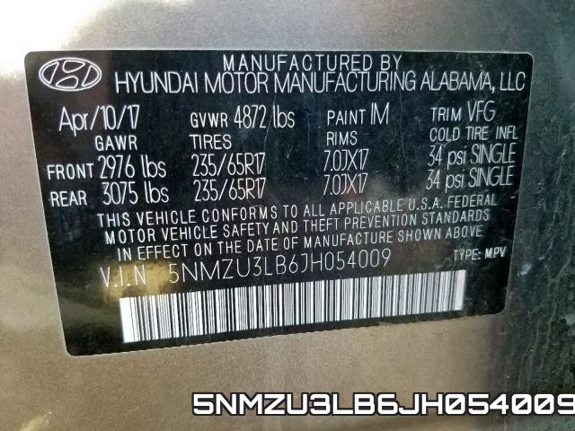 5NMZU3LB6JH054009 фото 2