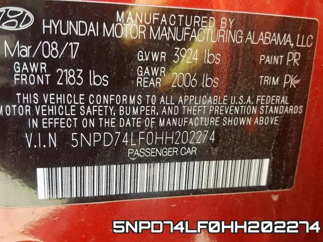 5NPD74LF0HH202274 фото 2