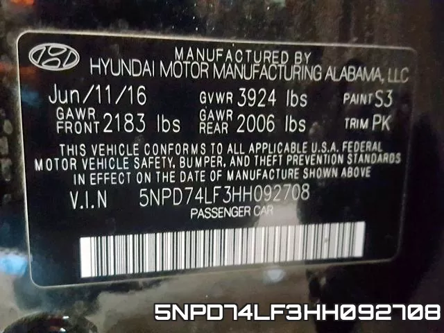 5NPD74LF3HH092708 фото 2