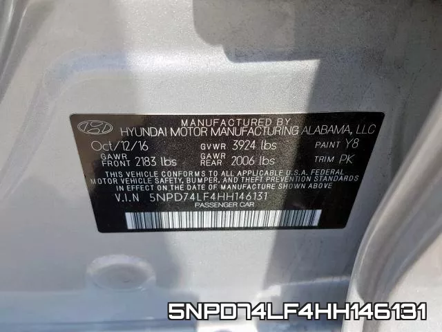 5NPD74LF4HH146131 фото 2