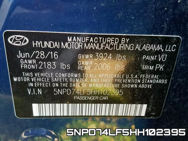 5NPD74LF5HH102395 фото 2