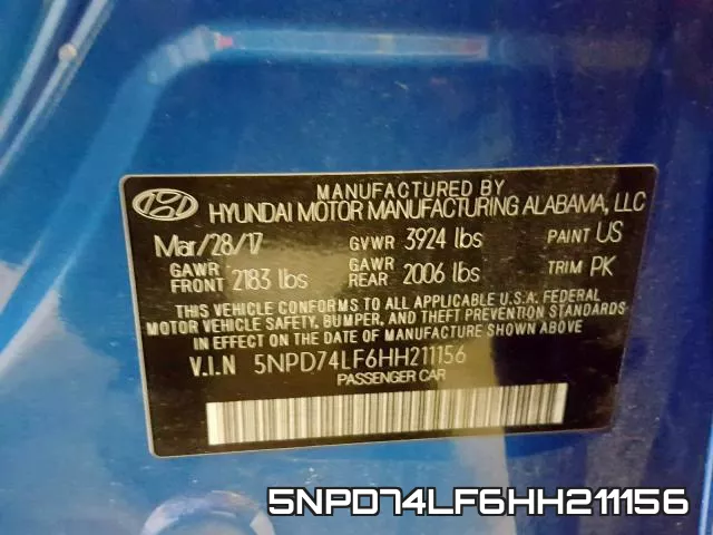 5NPD74LF6HH211156 фото 2