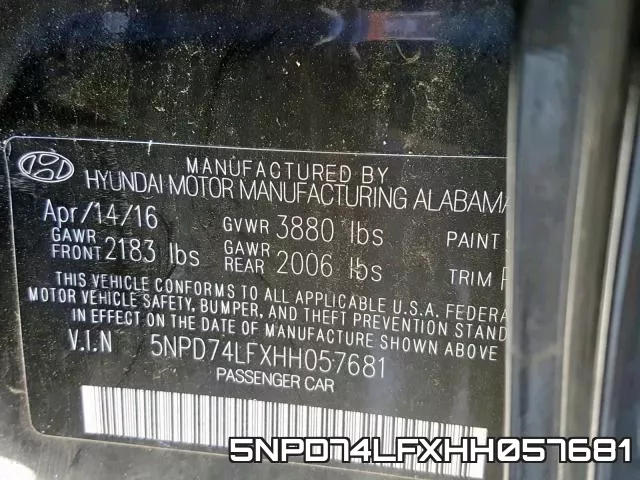 5NPD74LFXHH057681 фото 2