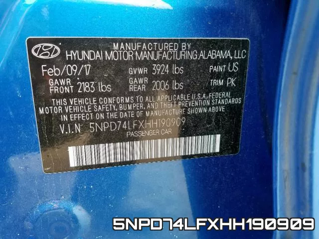 5NPD74LFXHH190909 фото 2