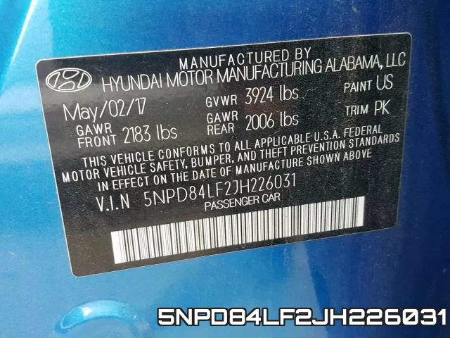 5NPD84LF2JH226031 фото 2