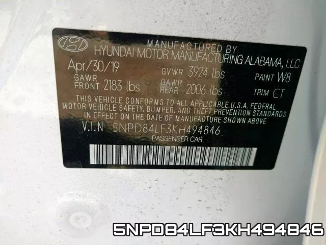 5NPD84LF3KH494846 фото 2