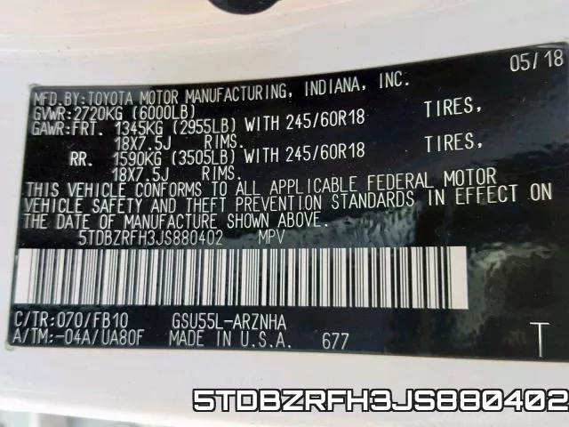 5TDBZRFH3JS880402 фото 2