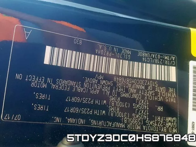 5TDYZ3DC0HS876848 фото 2