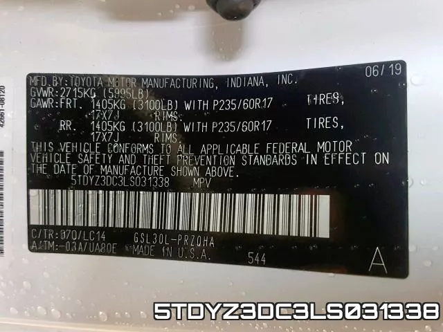 5TDYZ3DC3LS031338 фото 2