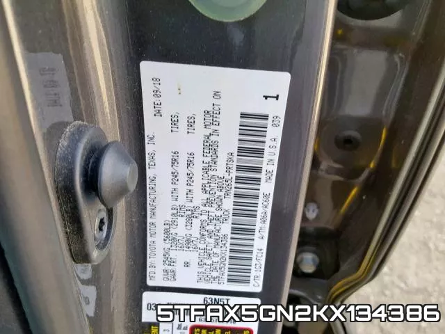 5TFAX5GN2KX134386 фото 2