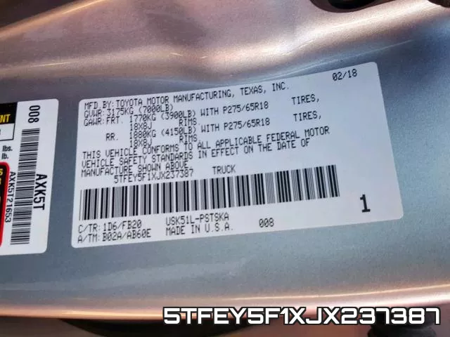 5TFEY5F1XJX237387 фото 2
