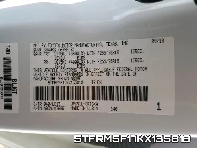 5TFRM5F17KX135818 фото 2