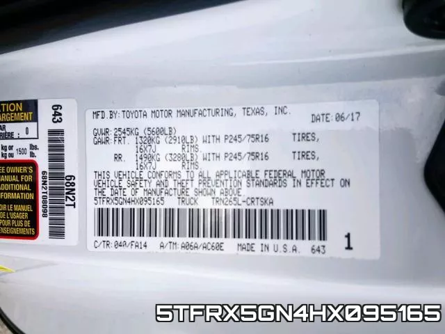 5TFRX5GN4HX095165 фото 2
