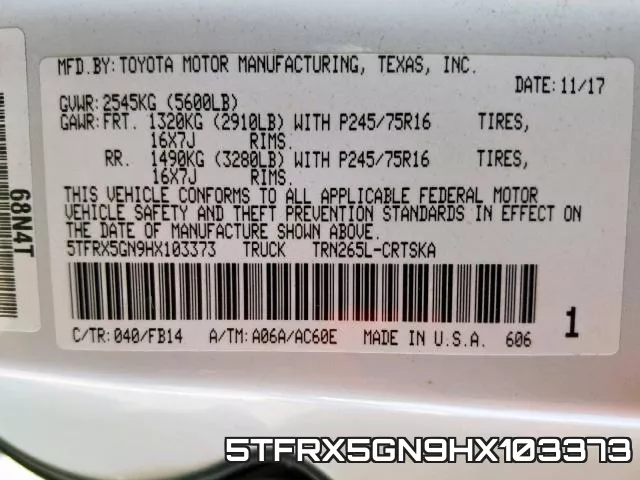 5TFRX5GN9HX103373 фото 2