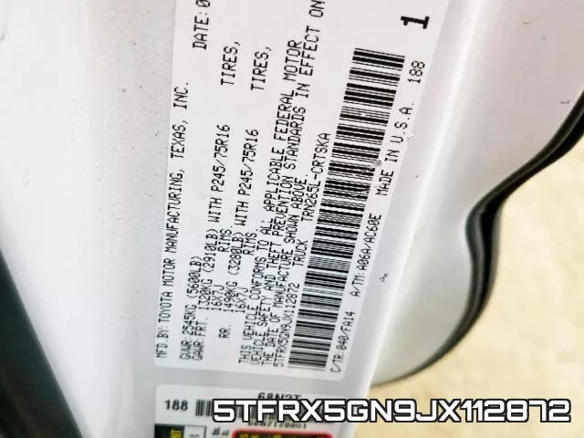 5TFRX5GN9JX112872 фото 2