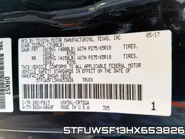 5TFUW5F13HX653826 фото 2