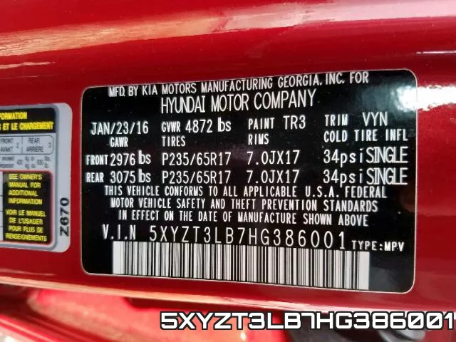 5XYZT3LB7HG386001 фото 2