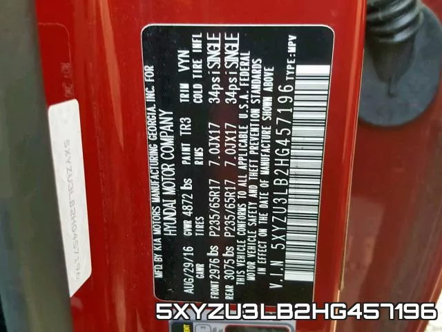 5XYZU3LB2HG457196 фото 2