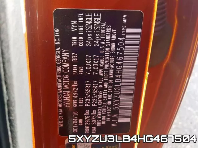 5XYZU3LB4HG467504 фото 2