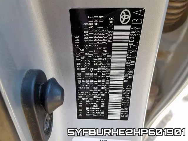 5YFBURHE2HP601901 фото 2