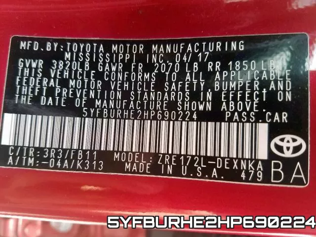 5YFBURHE2HP690224 фото 2