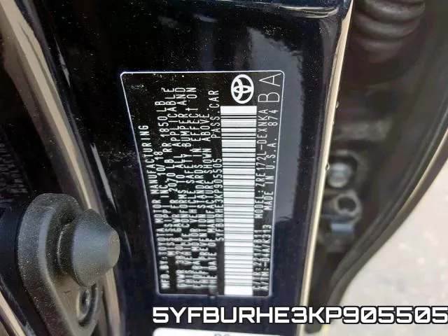 5YFBURHE3KP905505 фото 2