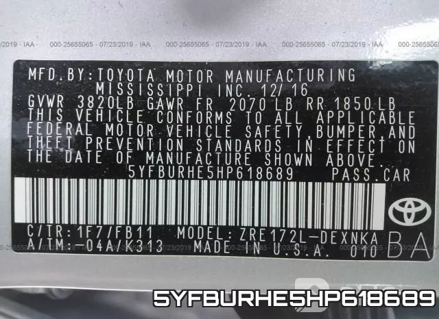 5YFBURHE5HP618689 фото 10