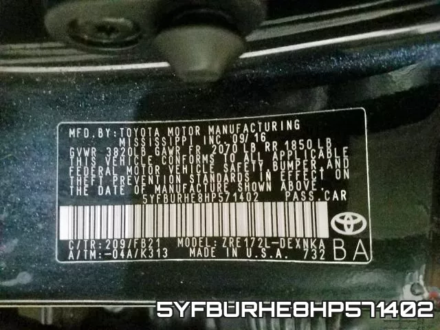 5YFBURHE8HP571402 фото 2