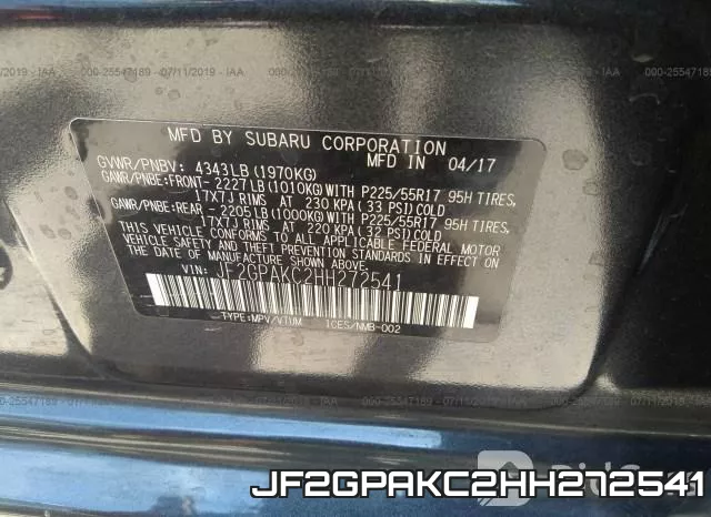 JF2GPAKC2HH272541 фото 9