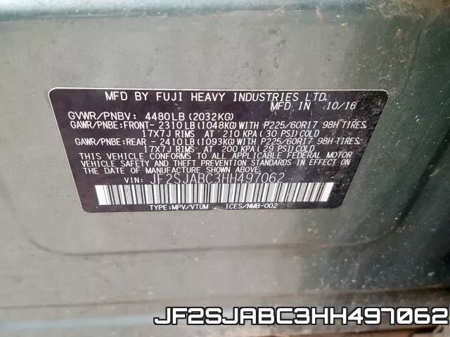 JF2SJABC3HH497062 фото 2
