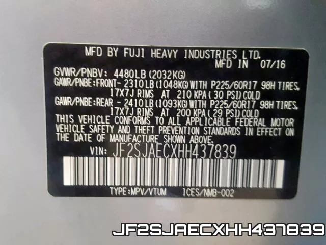 JF2SJAECXHH437839 фото 2