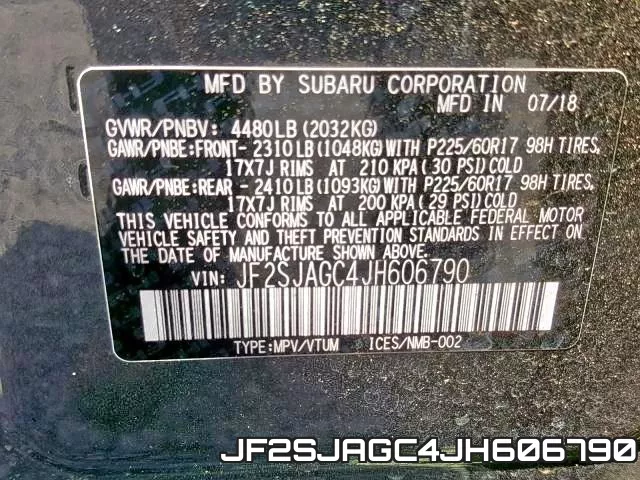 JF2SJAGC4JH606790 фото 2