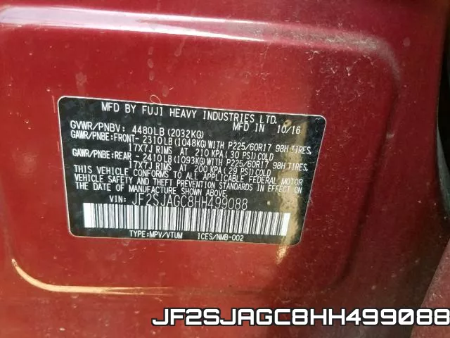 JF2SJAGC8HH499088 фото 2