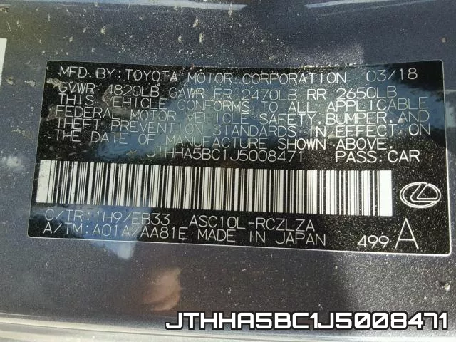 JTHHA5BC1J5008471 фото 2